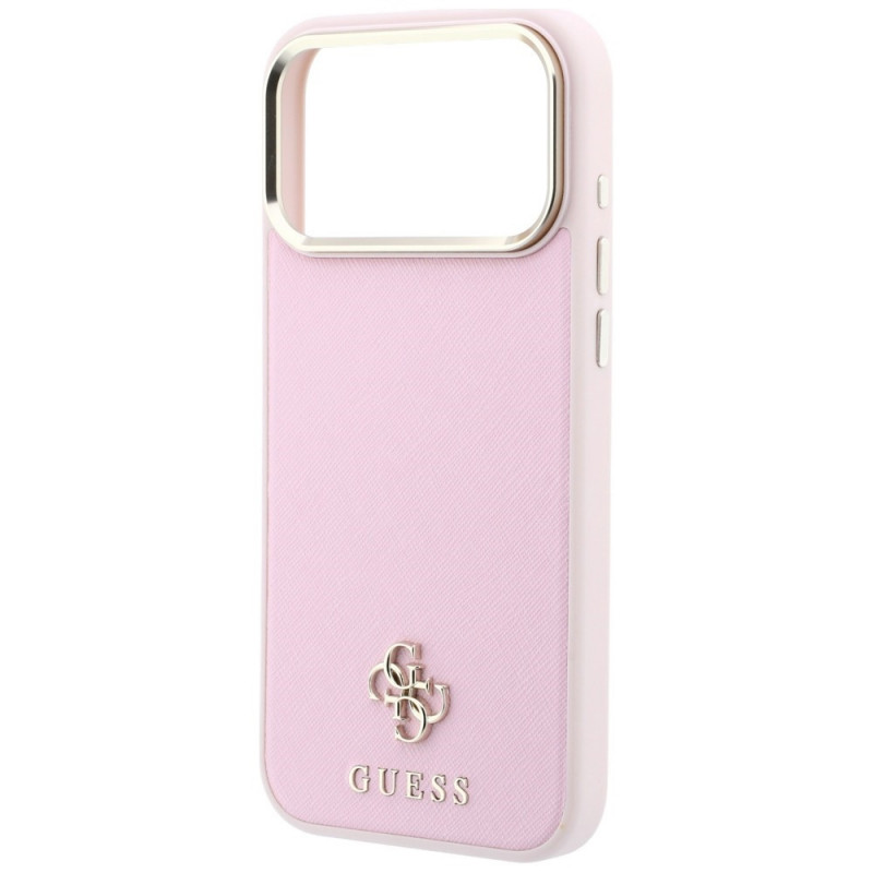 Guess Saffiano Small 4G & Classic Logo MagSafe Hülle für Apple iPhone 18 Pro / 17 Pro, pink