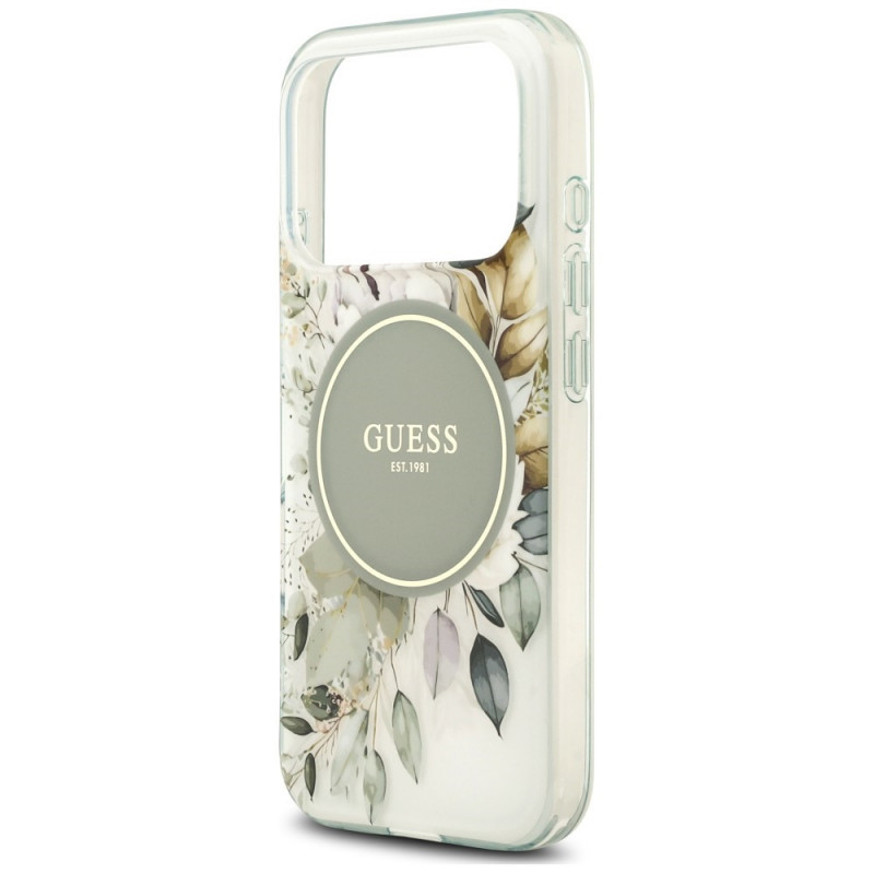 Guess IML Flower & Tonal Circle MagSafe Hülle für Apple iPhone 18 Pro Max / 17 Pro Max, grün