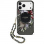 Guess IML Flowers Pearl Strap MagSafe Hülle für Apple iPhone 18 Pro Max / 17 Pro Max, schwarz