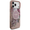 Guess IML Flowers Pearl Strap MagSafe Hülle für Apple iPhone 18 Pro / 17 Pro, pink
