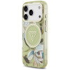 Guess IML Glitter Flowers Triangle MagSafe Hülle für Apple iPhone 18 Pro Max / 17 Pro Max, grün