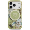 Guess IML Glitter Flowers Triangle MagSafe Hülle für Apple iPhone 18 Pro Max / 17 Pro Max, grün