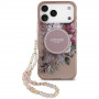 Guess IML Flowers Pearl Strap MagSafe Hülle für Apple iPhone 18 Pro Max / 17 Pro Max, pink