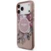 Guess IML Flowers Pearl Strap MagSafe Hülle für Apple iPhone 18 Pro Max / 17 Pro Max, pink