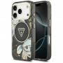 Guess IML Glitter Flowers Triangle MagSafe Hülle für Apple iPhone 18 Pro Max / 17 Pro Max, schwarz