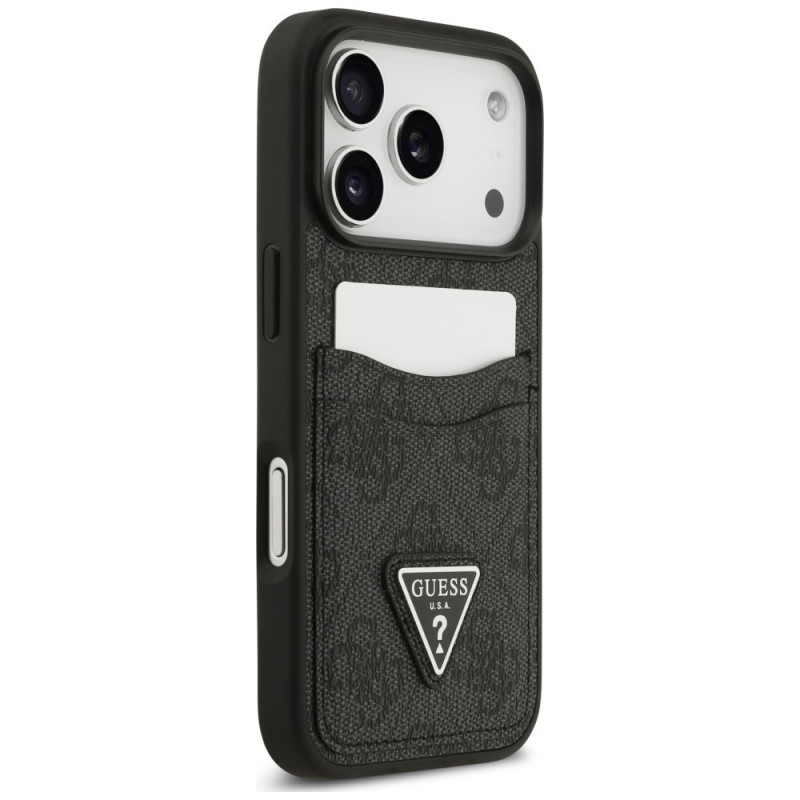 Guess 4G Double Card Triangle Hülle für Apple iPhone 18 Pro / 17 Pro, Schwarz