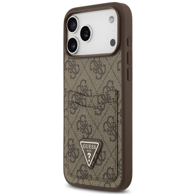 Guess 4G Double Card Triangle Hülle für Apple iPhone 18 Pro Max / 17 Pro Max, Braun