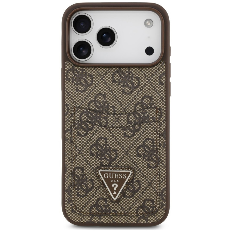 Guess 4G Double Card Triangle Hülle für Apple iPhone 18 Pro Max / 17 Pro Max, Braun