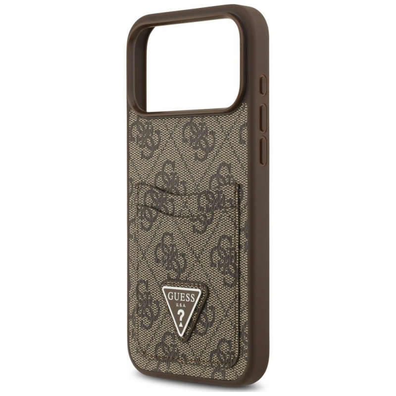 Guess 4G Double Card Triangle Hülle für Apple iPhone 18 Pro Max / 17 Pro Max, Braun