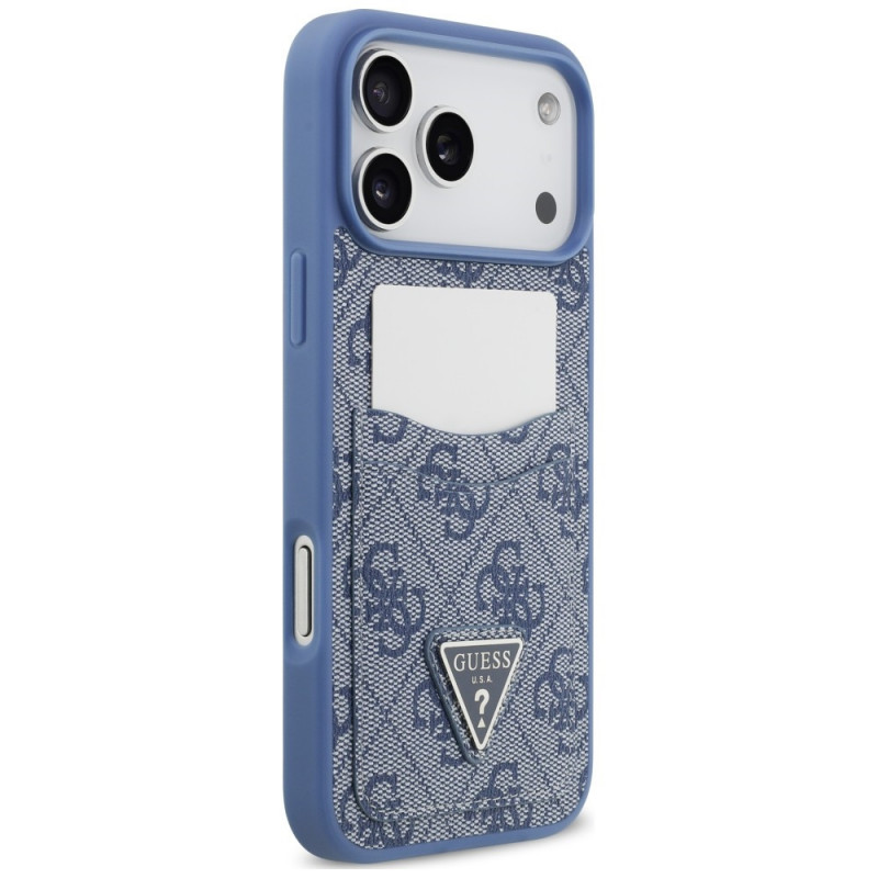 Guess 4G Double Card Triangle Hülle für Apple iPhone 18 Pro Max / 17 Pro Max, Blau