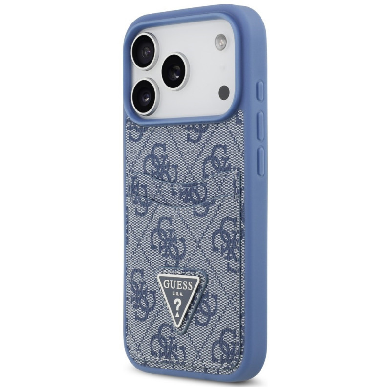 Guess 4G Double Card Triangle Hülle für Apple iPhone 18 Pro / 17 Pro, Blau