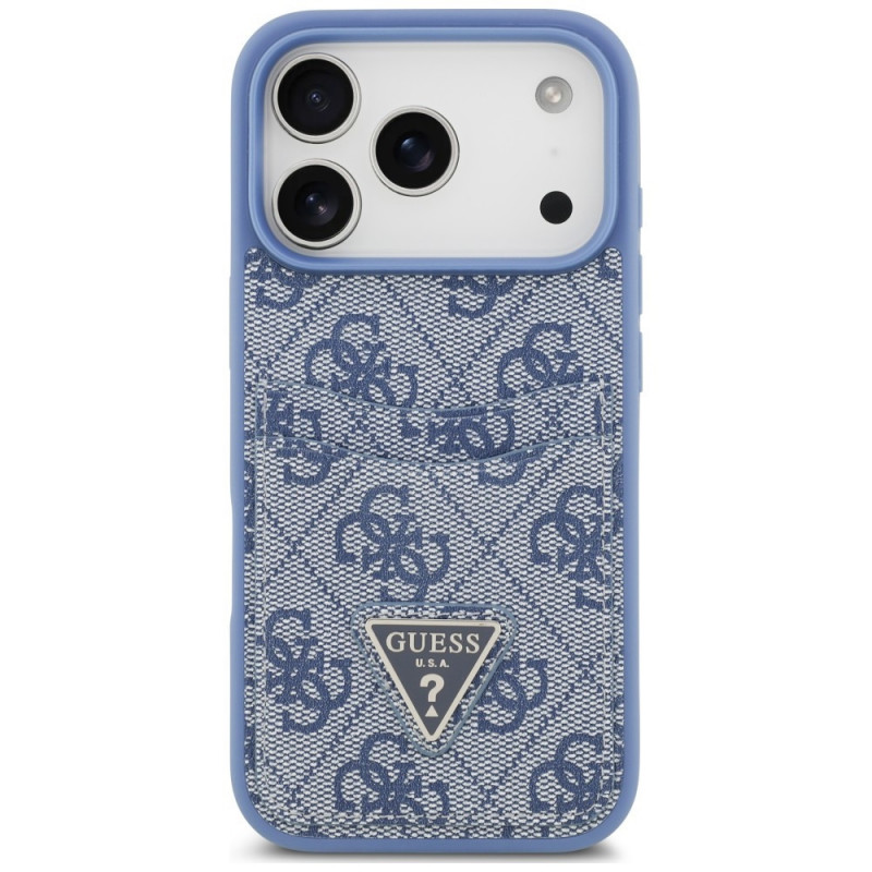 Guess 4G Double Card Triangle Hülle für Apple iPhone 18 Pro / 17 Pro, Blau