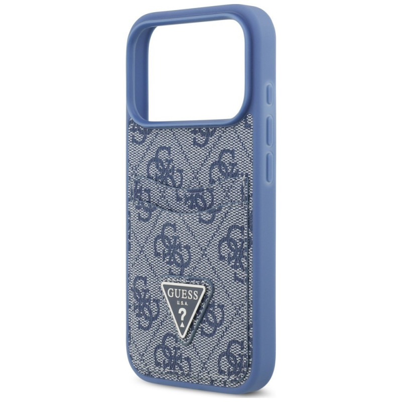 Guess 4G Double Card Triangle Hülle für Apple iPhone 18 Pro / 17 Pro, Blau