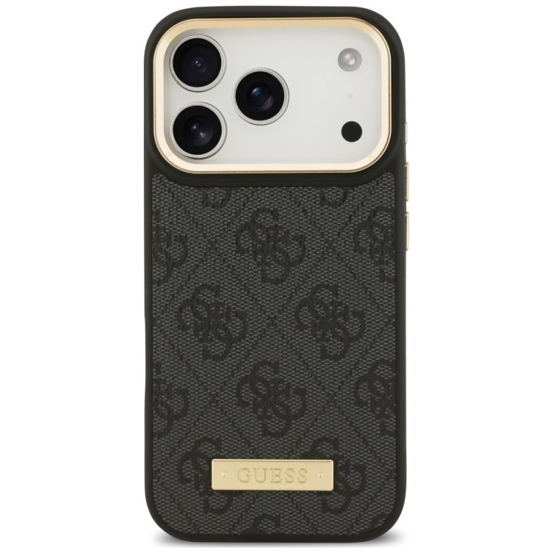 Guess 4G Logo Plate MagSafe Hülle für Apple iPhone 18 Pro Max / 17 Pro Max, Schwarz