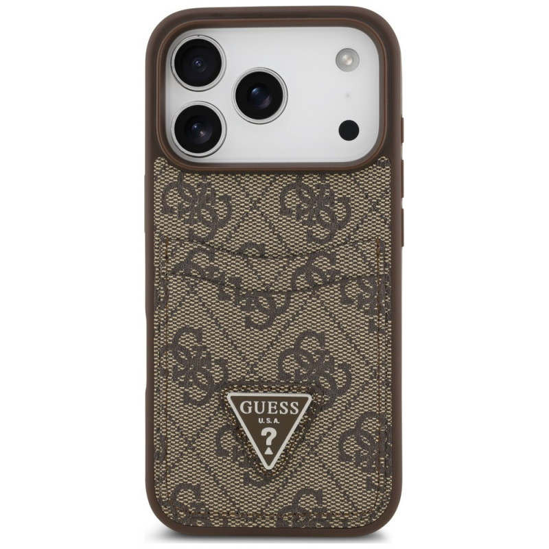 Guess 4G Double Card Triangle Hülle für Apple iPhone 18 Pro / 17 Pro, Braun