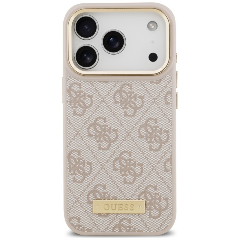 Guess 4G Logo Plate MagSafe Hülle für Apple iPhone 18 Pro / 17 Pro, Pink