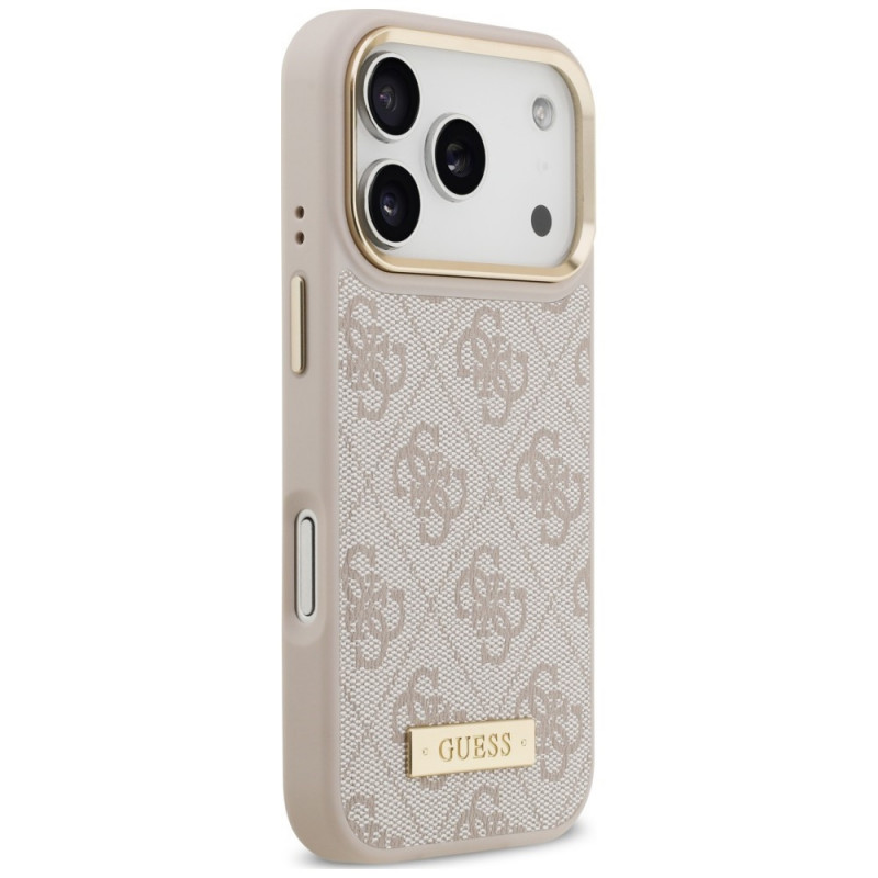Guess 4G Logo Plate MagSafe Hülle für Apple iPhone 18 Pro / 17 Pro, Pink