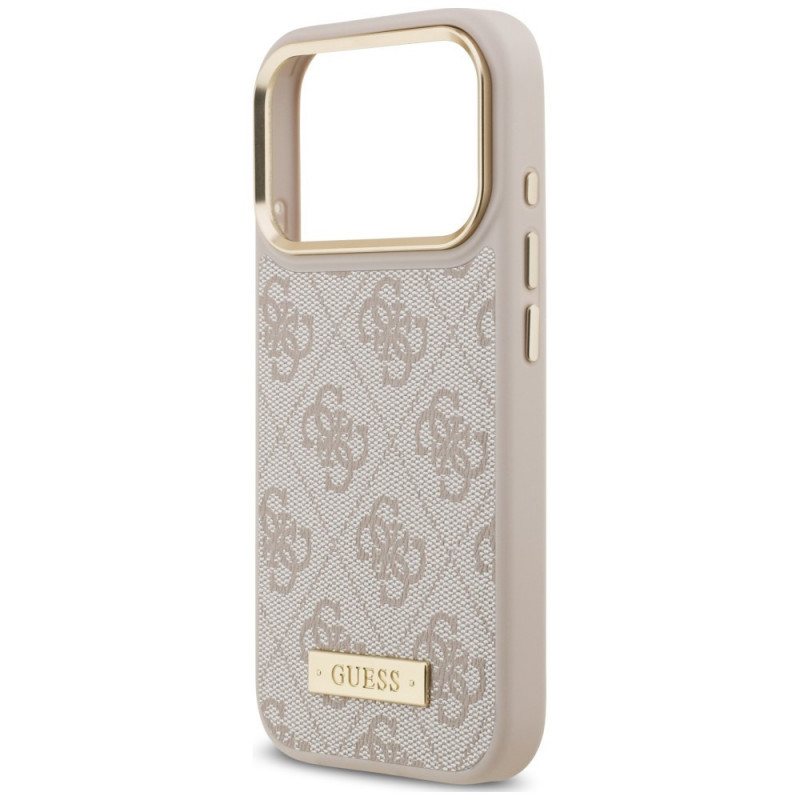 Guess 4G Logo Plate MagSafe Hülle für Apple iPhone 18 Pro / 17 Pro, Pink