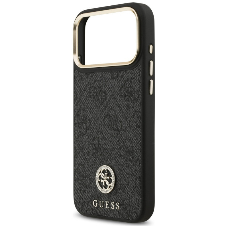 Guess 4G Strass Logo MagSafe Hülle für Apple iPhone 18 Pro Max / 17 Pro Max, Schwarz