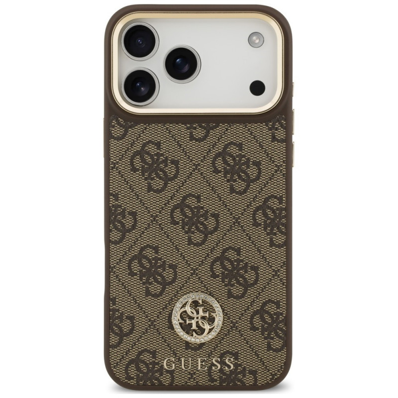 Guess 4G Strass Logo MagSafe Hülle für Apple iPhone 18 Pro Max / 17 Pro Max, Braun