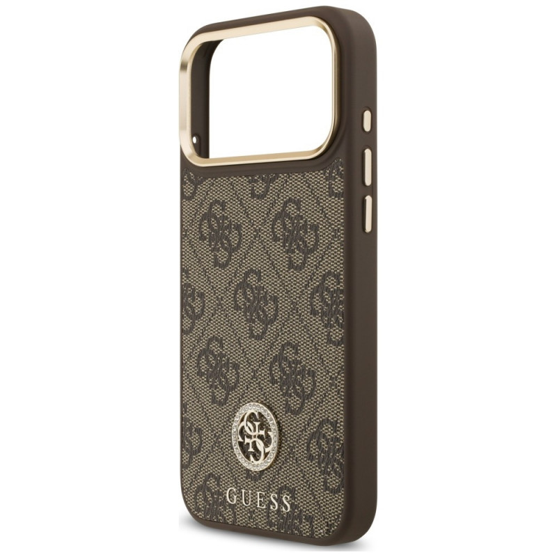 Guess 4G Strass Logo MagSafe Hülle für Apple iPhone 18 Pro Max / 17 Pro Max, Braun