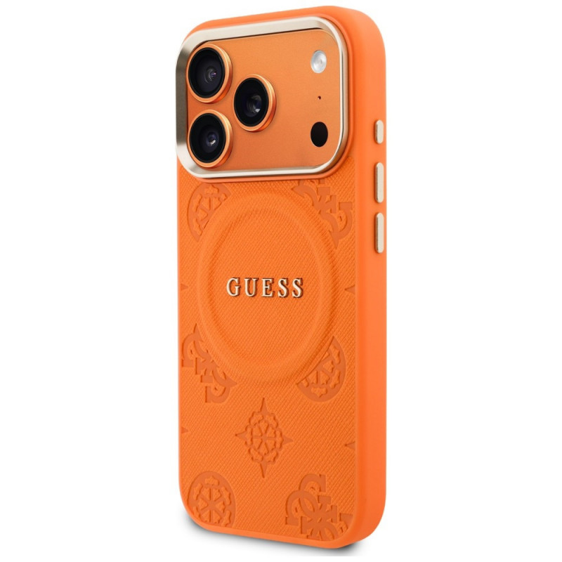 Guess Peony Hot Stamp MagSafe Hülle für Apple iPhone 18 Pro Max / 17 Pro Max, Orange