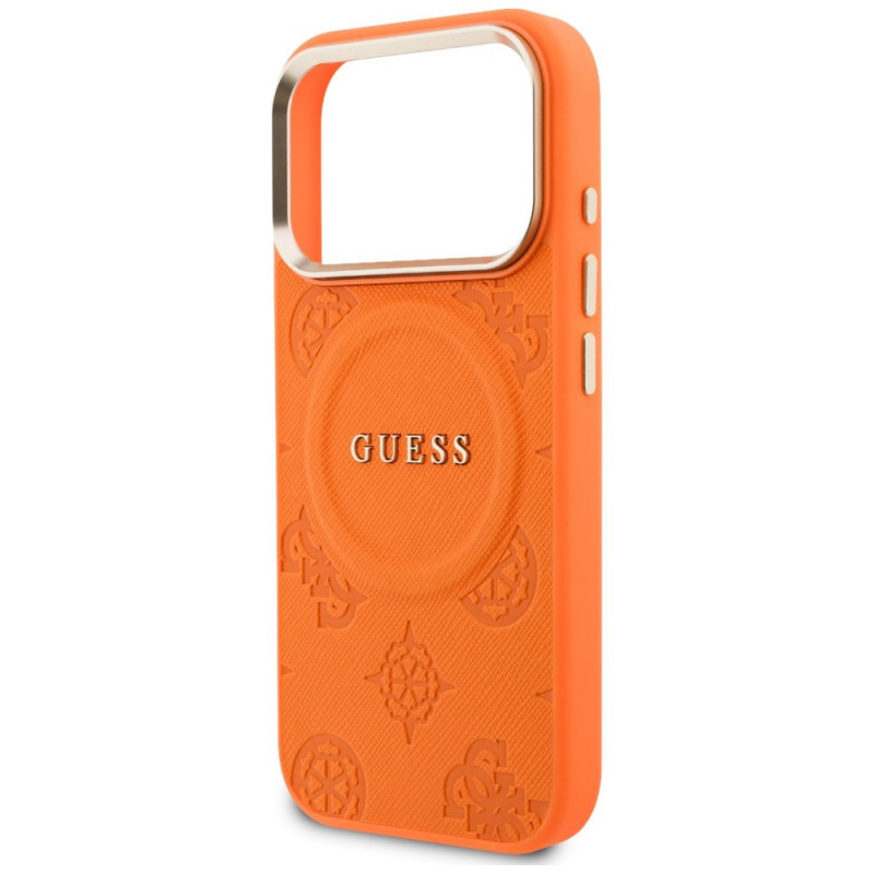 Guess Peony Hot Stamp MagSafe Hülle für Apple iPhone 18 Pro Max / 17 Pro Max, Orange