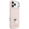 Karl Lagerfeld Silicone Choupette Metal Pin Hülle für Apple iPhone 18 Pro Max / 17 Pro Max, Pink