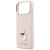 Karl Lagerfeld Silicone Choupette Metal Pin Hülle für Apple iPhone 18 Pro Max / 17 Pro Max, Pink