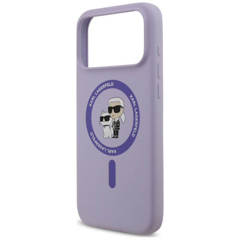 Karl Lagerfeld Silicone Karl&Choupette Ring MagSafe Hülle für Apple iPhone 18 Pro Max / iPhone 17 Pro Max, Lila