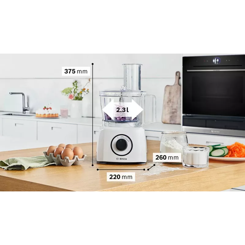 Bosch MultiTalent 3 MCM3230W Küchenmaschine, 800 W, 2,3-L-Schüssel, 2 Geschwindigkeiten, Weiß