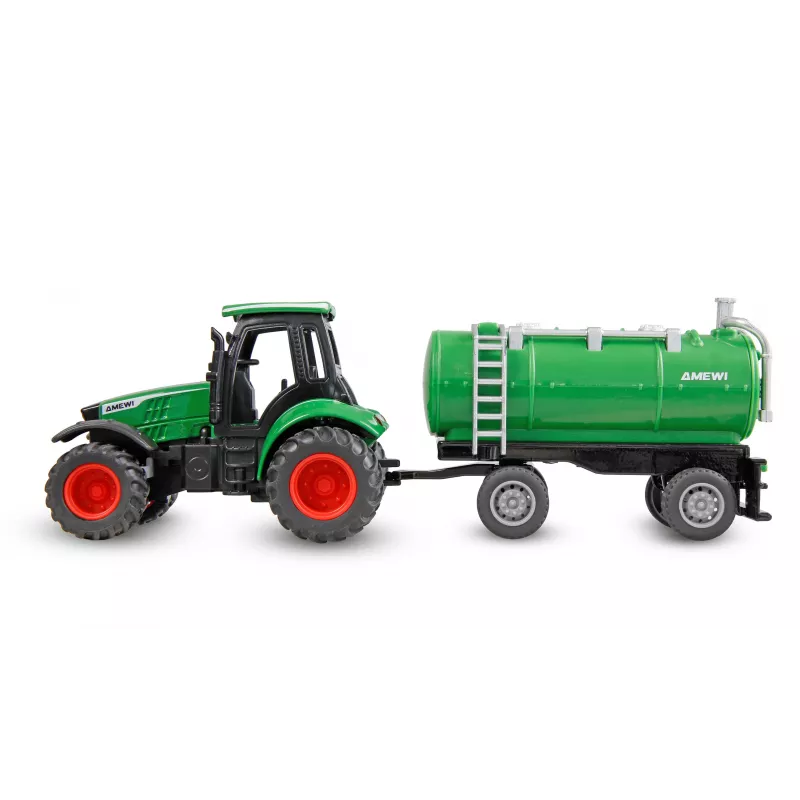 Amewi Metall-Traktor mit Tankanhänger, 1:64, RTR, grün