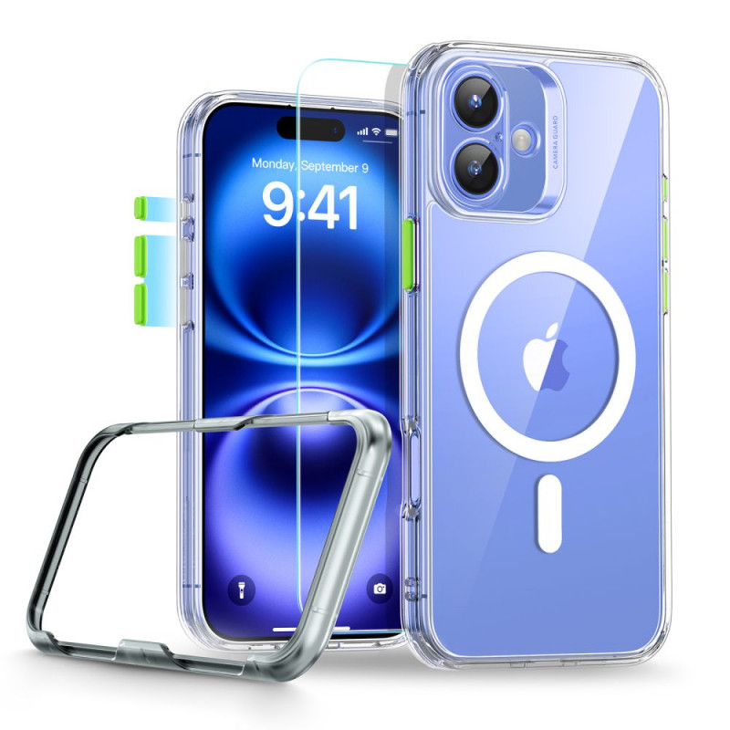 ESR Classic Pro Set HaloLock MagSafe Hülle mit gehärtetem Glas für Apple iPhone 16, transparent