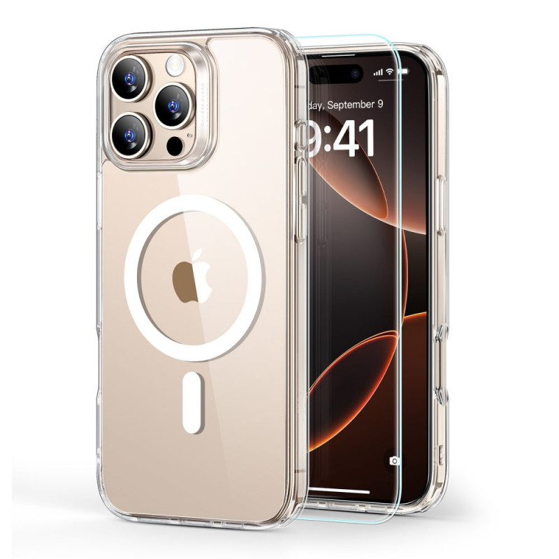 ESR Classic Hybrid HaloLock MagSafe Hülle mit gehärtetem Glas für Apple iPhone 16 Pro Max, transparent