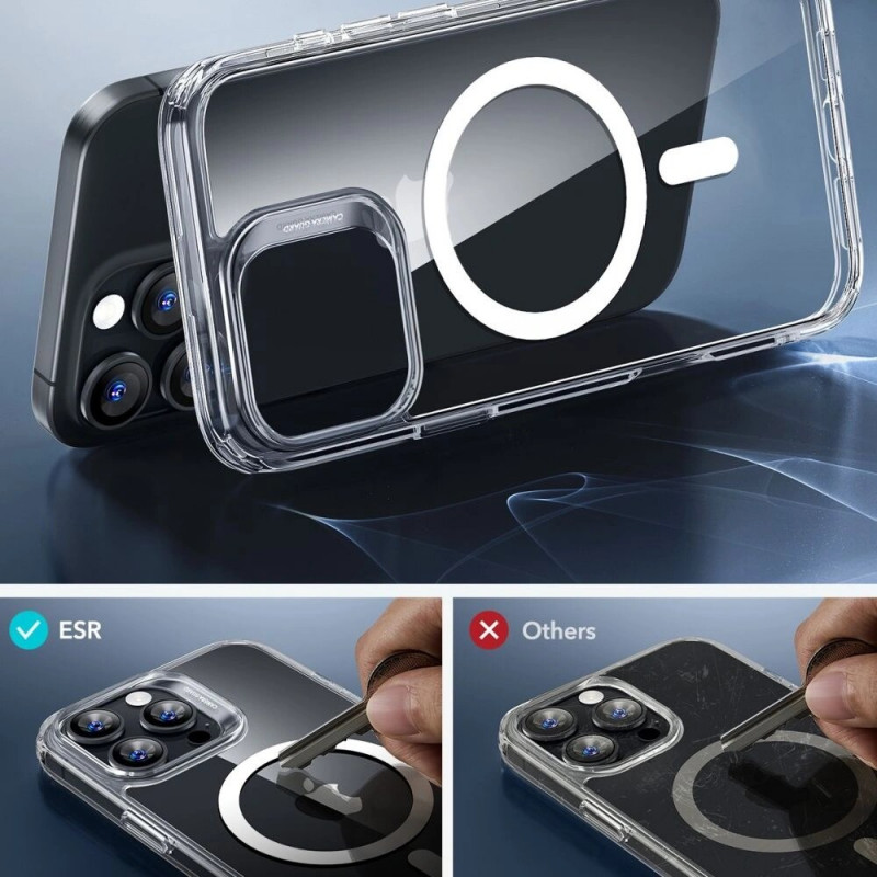 ESR Classic Hybrid HaloLock MagSafe Hülle mit gehärtetem Glas für Apple iPhone 16 Pro Max, transparent