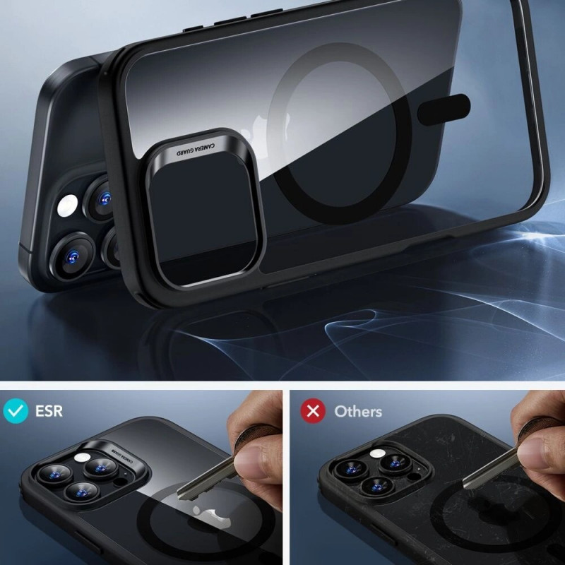 ESR Classic Hybrid HaloLock MagSafe Hülle mit gehärtetem Glas für Apple iPhone 16 Pro Max, Clear/Black