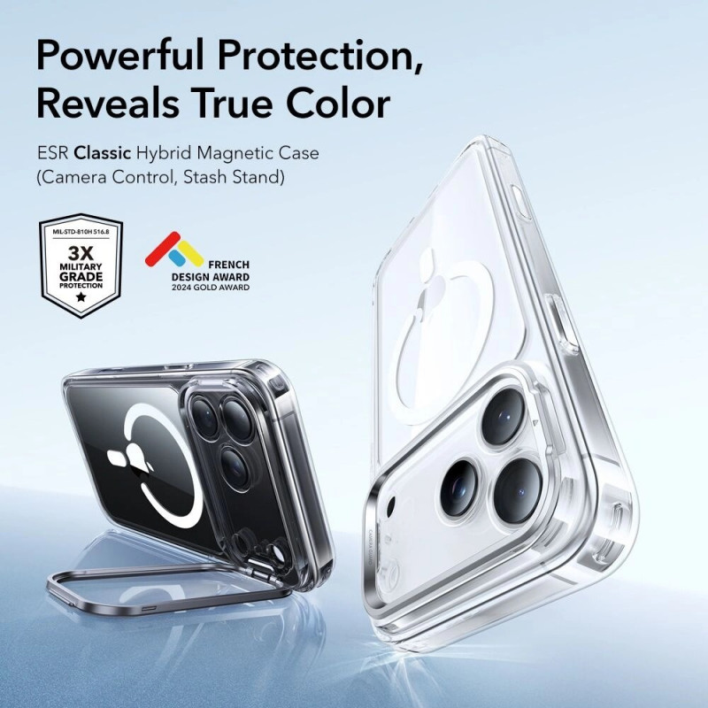 ESR Classic Hybrid Kickstand MagSafe Hülle für Apple iPhone 17 Pro Max, transparent