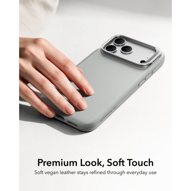 ESR Leder-Kickstand-MagSafe-Hülle für Apple iPhone 17 Pro Max / 18 Pro Max, Grau