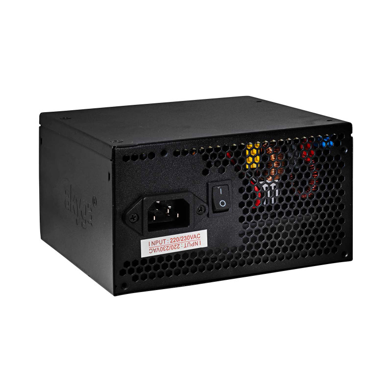 Akyga ATX-Netzteil 500 W AK-C2-500, teilmodular, P4+4, 2x PCI-E 6+2 Pin, 4x SATA, 2x Molex, 12 cm Lüfter, 80 PLUS