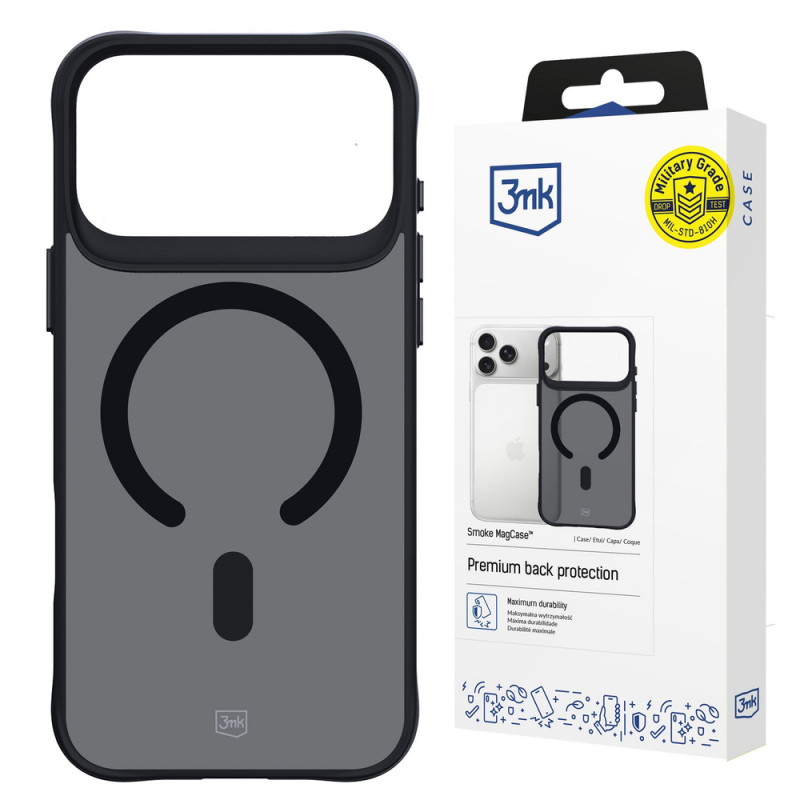 3MK Smoke MagCase Hülle für Apple iPhone 17 Pro Max, Schwarz halbtransparent