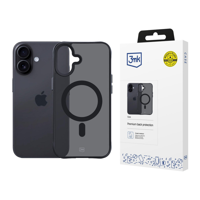 3MK Smoke Matt MagCase Hülle für Apple iPhone 17, Schwarz