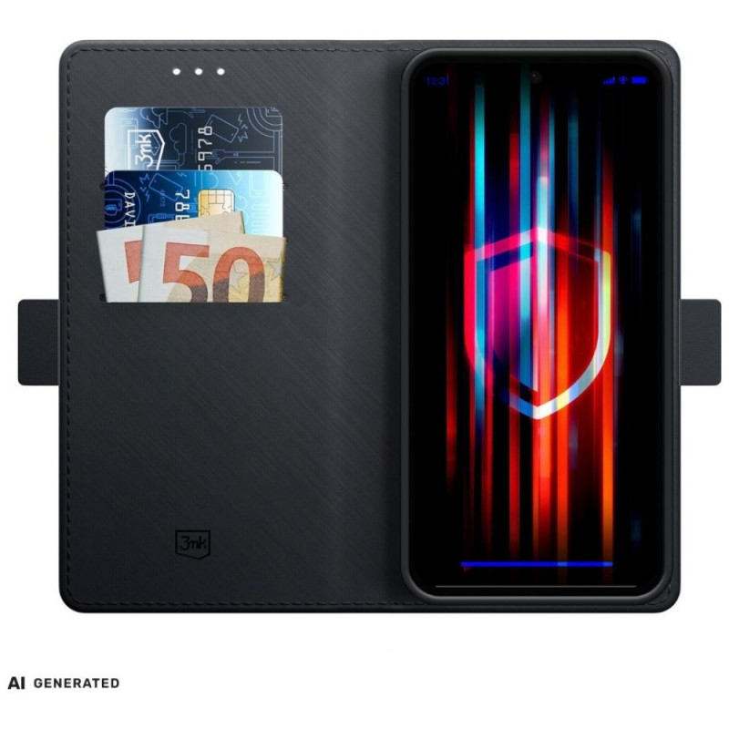 3MK Wallet Case für Honor X5C Plus 4G, schwarz