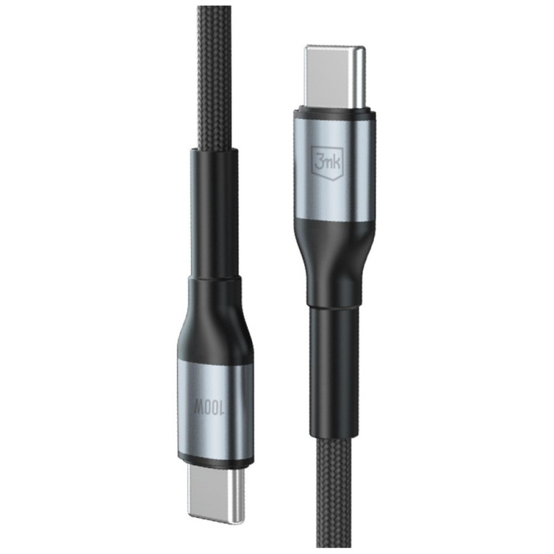 3MK Hyper Cable N-SERIES USB-C-auf-USB-C-Kabel, 1,5 m, 100 W, Schwarz