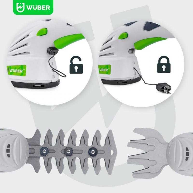 Wuber W23320 Akku-2-in-1-Heck- und Grasschere, 7,2 V, 120 mm Schnitt, USB-C