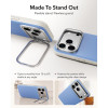 ESR Leder-Kickstand-MagSafe-Hülle für Apple iPhone 17 Pro Max / 18 Pro Max, Hellblau