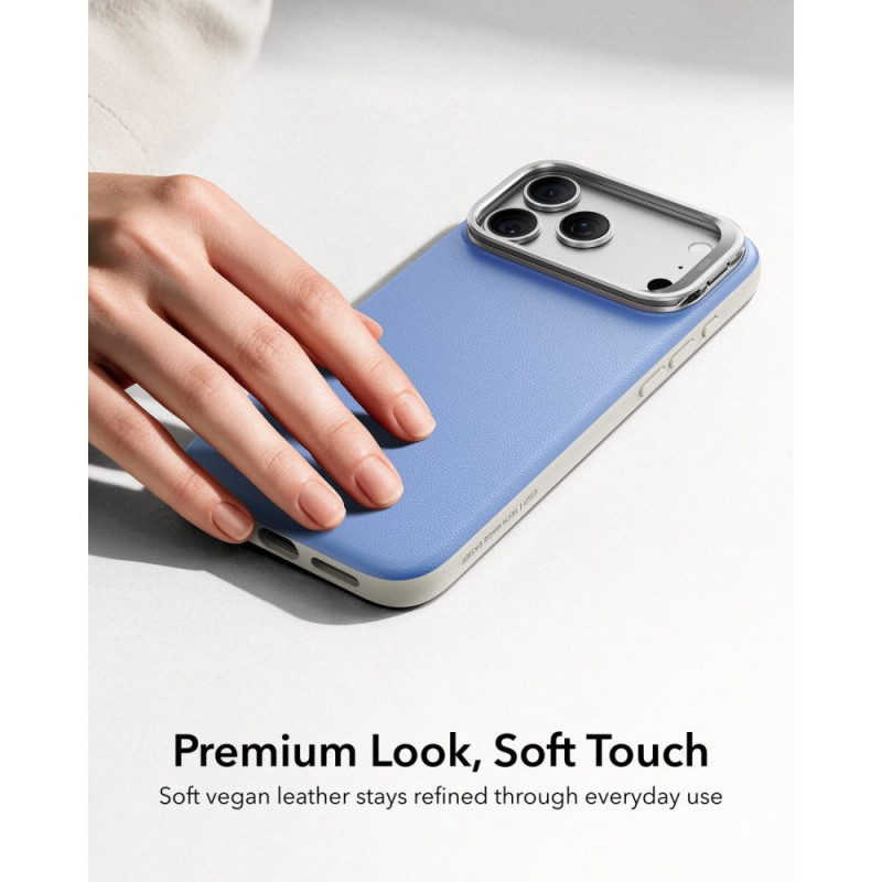 ESR Leder-Kickstand-MagSafe-Hülle für Apple iPhone 17 Pro / 18 Pro, Hellblau