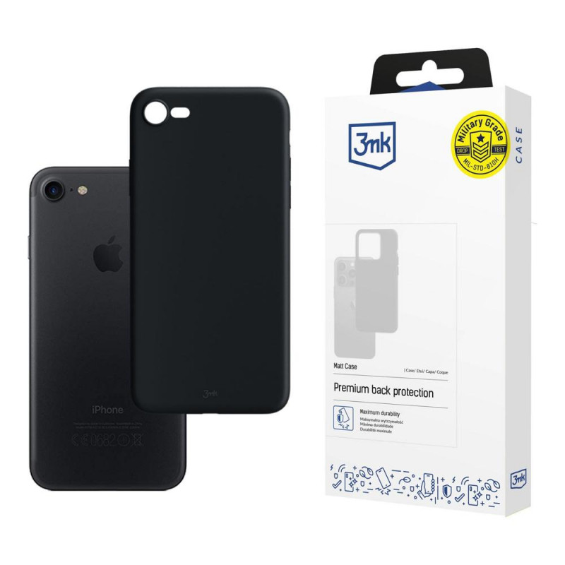 3MK Matt Case Apple iPhone SE 2022/SE 2020/8/7 Smartphone-Hülle, schwarz
