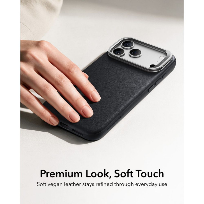 ESR Leder-Kickstand-MagSafe-Hülle für Apple iPhone 17 Pro Max / 18 Pro Max, Schwarz
