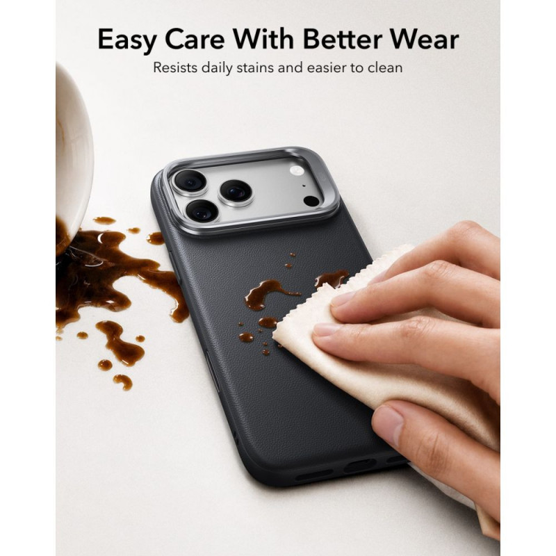 ESR Leder-Kickstand-MagSafe-Hülle für Apple iPhone 17 Pro Max / 18 Pro Max, Schwarz