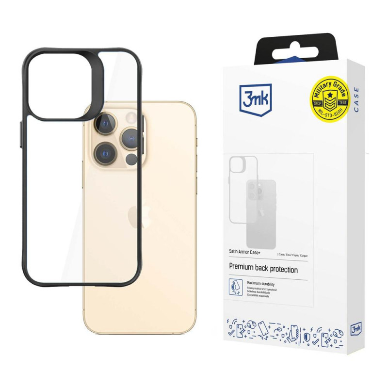 3MK Satin Armor Case+ für Apple iPhone 13 Pro Max (3MK3503), schwarz